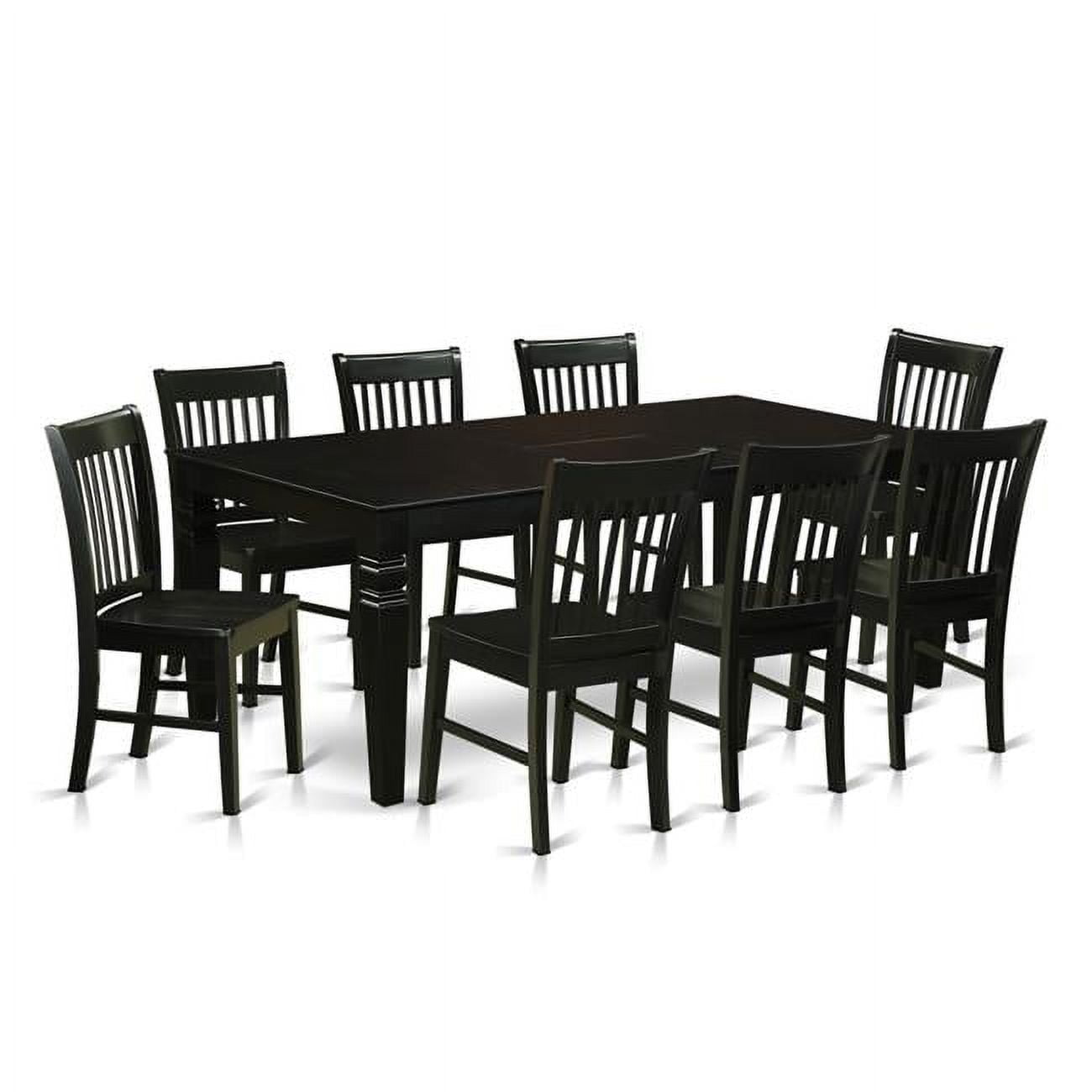 East West Furniture Dining Set with 1 Logan Dining Room Table & 8 Solid ...