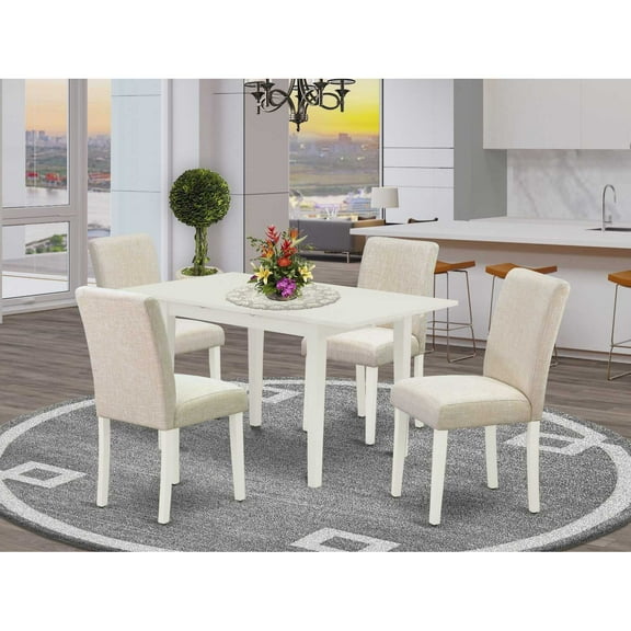 East West Furniture Dining Table- Dining Chairs, NOAB5-LWH-02
