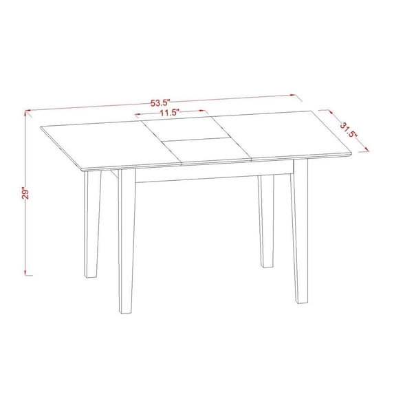 NOWE5-BMK-W 5 Pc Kitchen table set with a Dining Table and 4 Chairs in Buttermilk and Cherry
