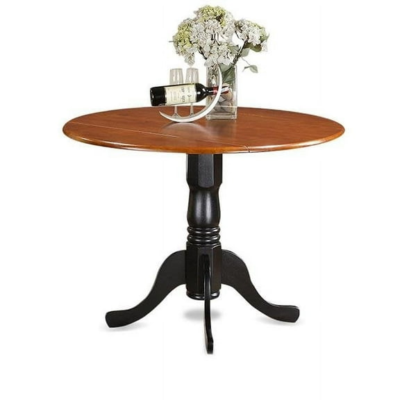 East West Furniture Dining Table - a Round Table Top with Dropleaf & Pedestal Base, 42x42, Black & Cherry