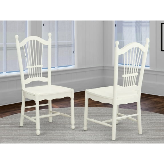 East West Furniture Dover 11" Wood Dining Chairs in Linen White (Set of 2)