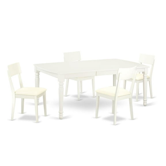 East West Furniture Dover 5-piece Traditional Wood Dining Set in Linen White