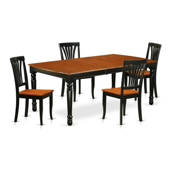 East West Furniture Dover 5-piece Wood Dining Room Set in Black/Cherry