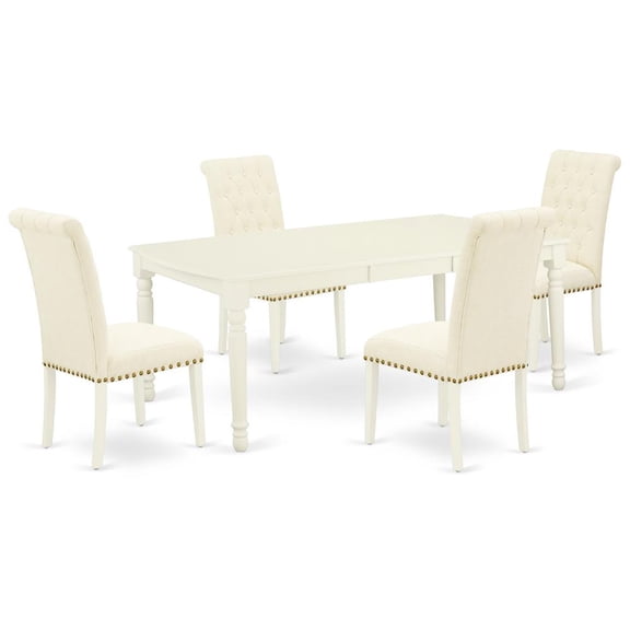 East West Furniture Dining Room Set Linen White, DOBR5-LWH-02