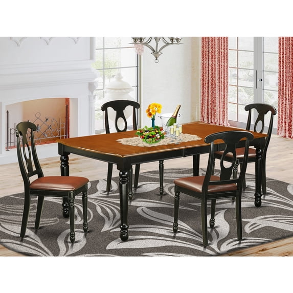 East West Furniture Dover 5-piece Wood Dining Table and Chair Set in Black