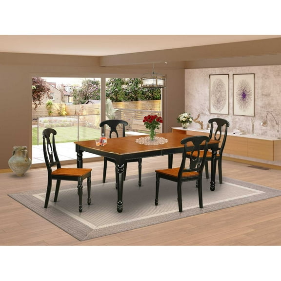 East West Furniture Dining Room Set Black & Cherry, DOKE5-BCH-W
