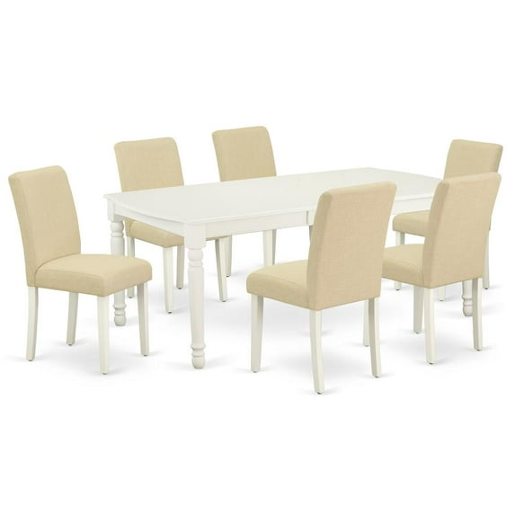 East West Furniture Dining Room Set Linen White, DOAB7-LWH-02