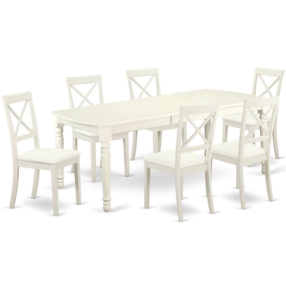East West Furniture Dover 7-piece Wood Dining Set with Leather Chairs in White - image 1 of 4
