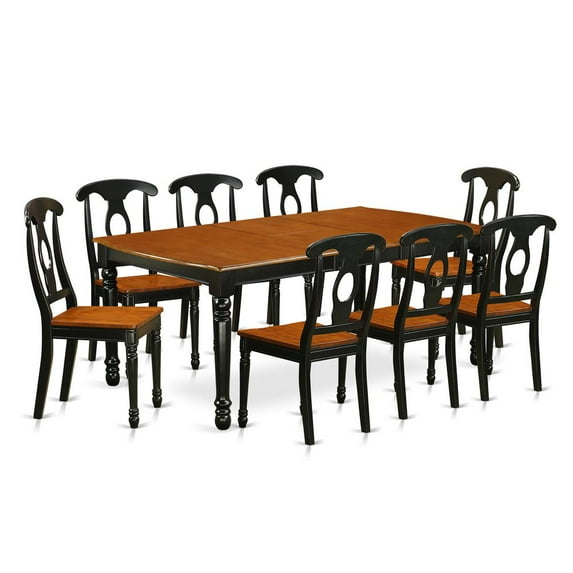East West Furniture Dining Room Set Black & Cherry, DOKE9-BCH-W