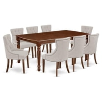 East West Furniture Dover 9-piece Wood Dining Set in Mahogany/Doeskin
