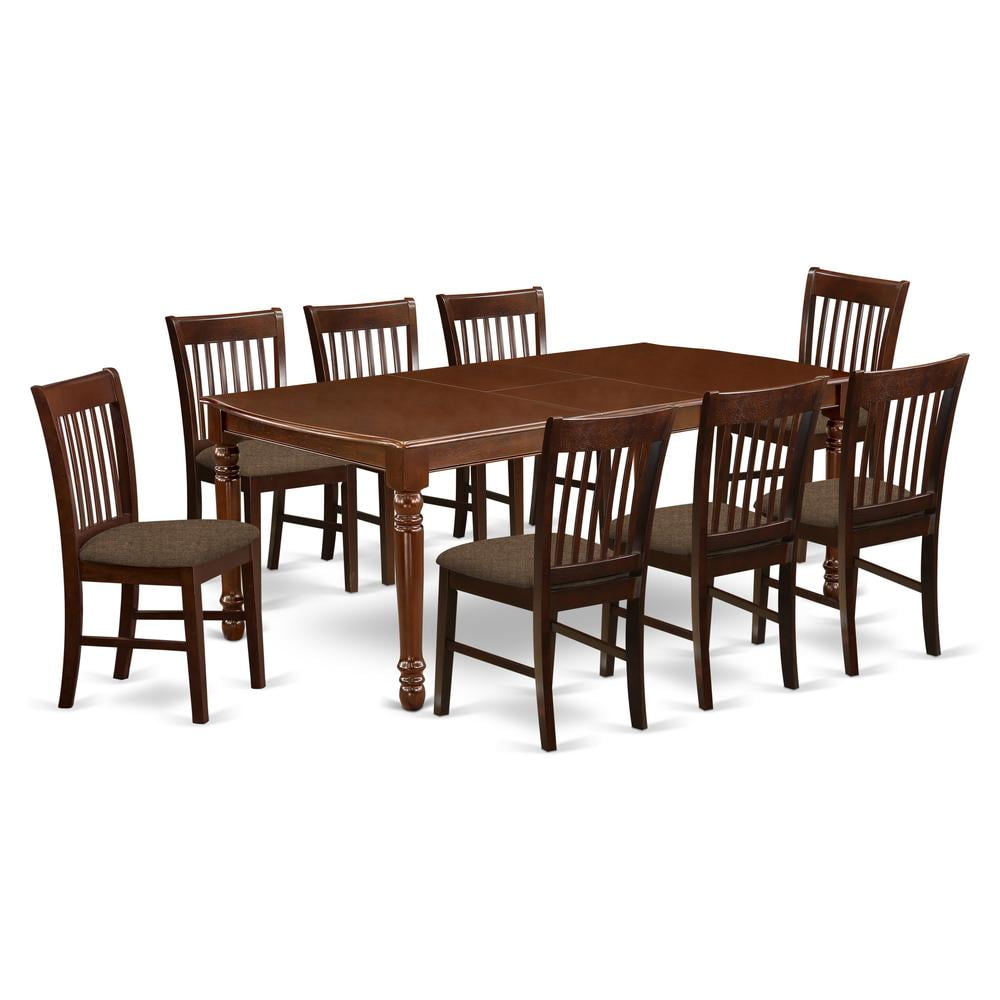 Mahogany 9-Piece Dining Set with Slat Back Chairs