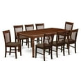 thumbnail image 1 of East West Furniture Dover 9-piece Wood Dining Set w/ Fabric Chairs in Mahogany, 1 of 3