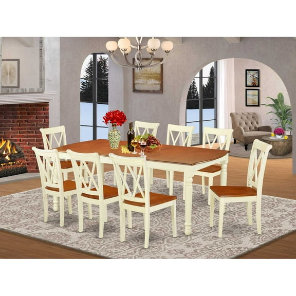 East West Furniture Dining Room Set Buttermilk & Cherry, DOCL9-BMK-W