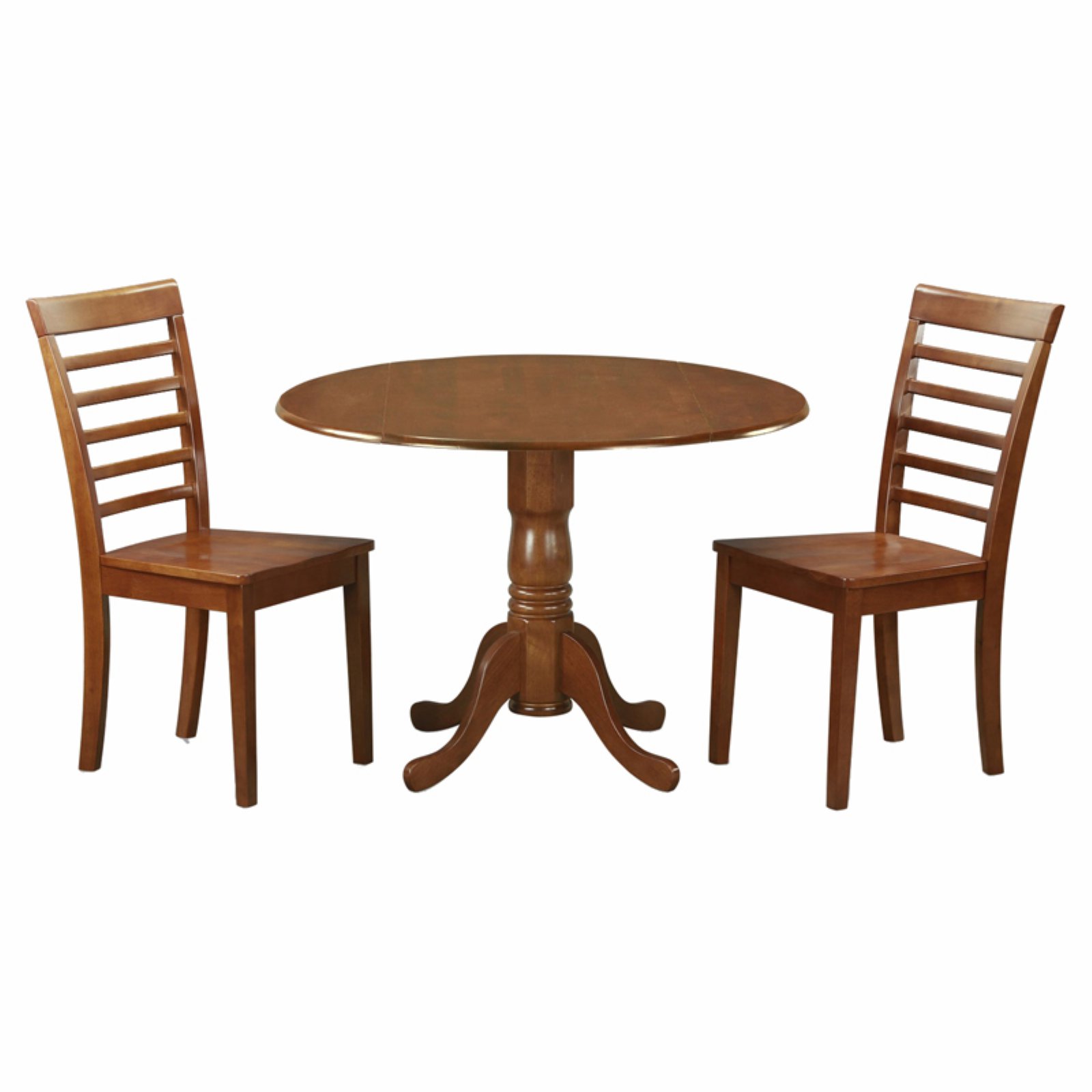 East West Furniture Dublin 3 Piece Drop Leaf Round Dining Table Set