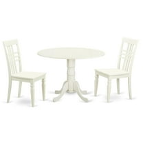 East West Furniture Dublin 3-piece Dining Set with Wood Seat in Linen White