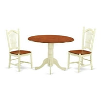 East West Furniture Dublin 3-piece Dining Table & Chair Set in Cream/Cherry