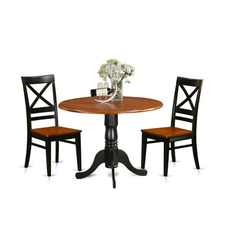 East West Furniture Dublin 3-piece Dining Table and Chair Set in Black/Cherry