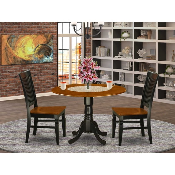 East West Furniture Dining Room Set Black & Cherry, DLWE3-BCH-W