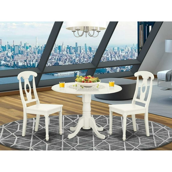 East West Furniture Dining Room Set Linen White, DLKE3-LWH-W