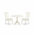 thumbnail image 1 of East West Furniture DMGR3-LWH-W 3 Piece Dinette Set Contains 1 Drop Leaves Modern Dining Table and 2 Black Wooden Dining Chairs with Slatted Back - Linen White Finish, 1 of 3