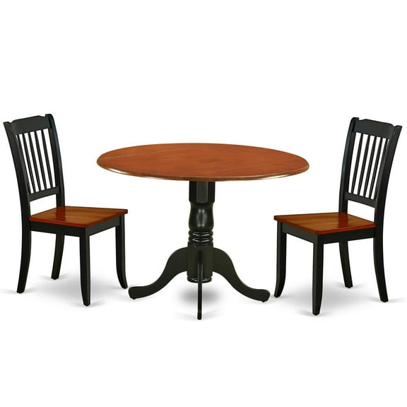 East West Furniture Dining Room Set Black & Cherry, DLDA3-BCH-W