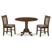 East West Furniture Dublin 3-piece Traditional Wood Dining Set in Mahogany