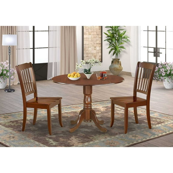 East West Furniture Dining Room Set Mahogany, DLDA3-MAH-W
