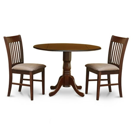 East West Furniture Dublin 3-piece Traditional Wood Dining Set in Mahogany