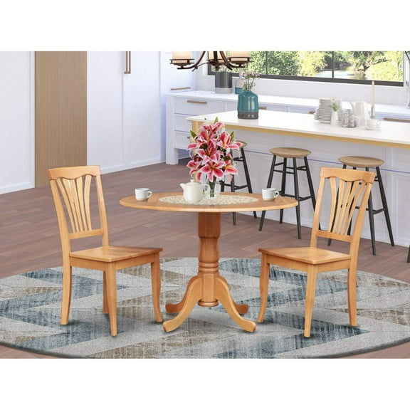 East West Furniture Dublin 3-piece Traditional Wood Dining Set in Oak