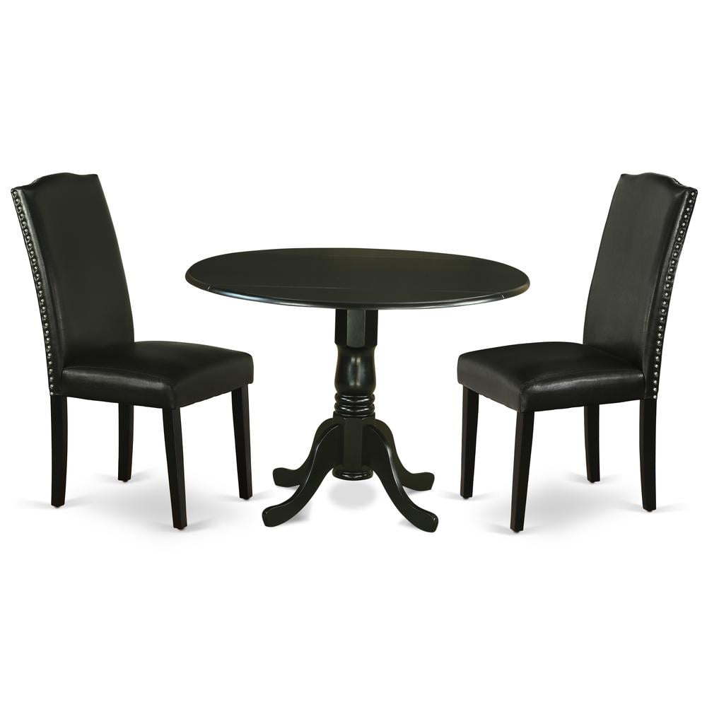 East West Furniture Dublin 3piece Wood Dining Room Set in Black