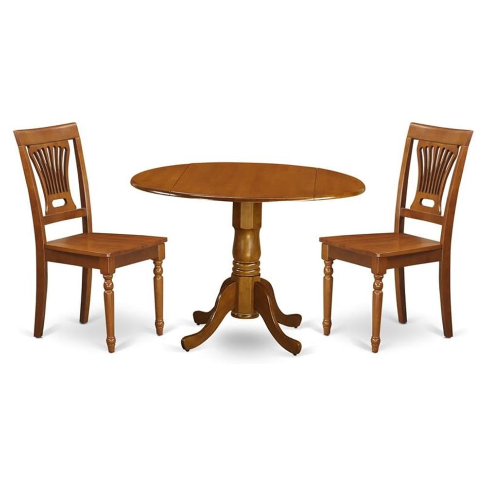 Saddle Brown Solid Wood 3-Piece Extendable Dining Set