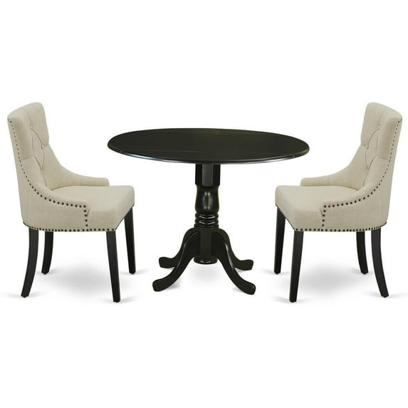 East West Furniture Dining Room Set Black, DLFR3-BLK-02