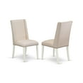 thumbnail image 1 of East West Furniture 3 Piece Kitchen Set Contains a Round Dining Room Table with Dropleaf and 2 Cream Linen Fabric Upholstered Chairs, 42x42 Inch, DLFL3-WHI-01, 1 of 2