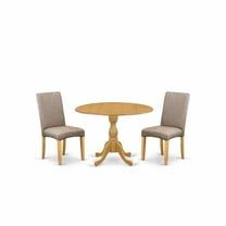 East West Furniture Dublin 3-piece Wood Dining Set in Oak/Dark Khaki