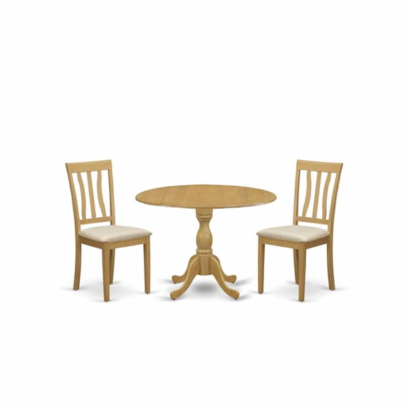 East West Furniture Dublin 3-piece Wood Dining Set with Slatted Back in Oak