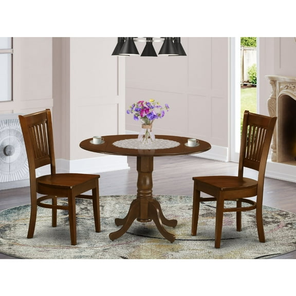 East West Furniture Dublin 3-piece Wood Dining Table Set in Espresso