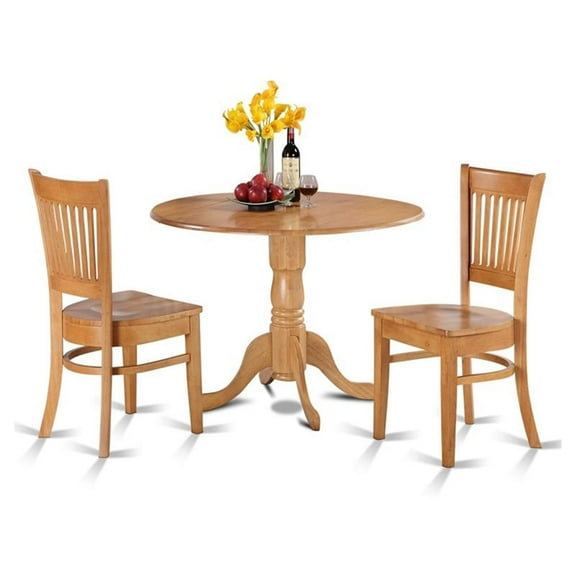 East West Furniture Dublin 3-piece Wood Dining Table and Chair Set in Oak
