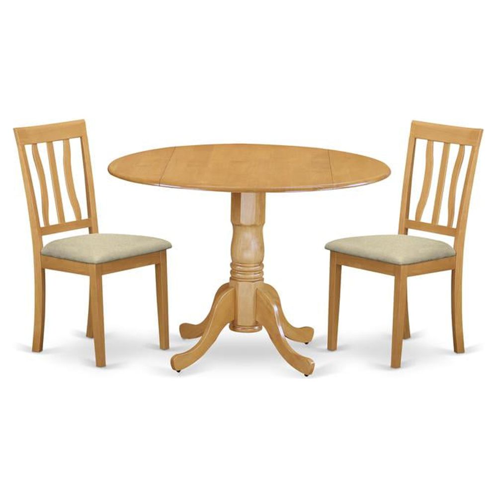 East West Furniture Dublin 3piece Wood Dining Table and Chair Set in