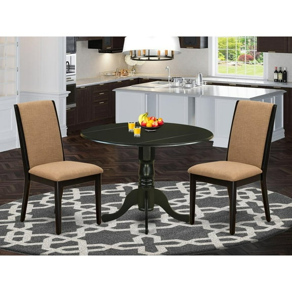 East West Furniture Dining Room Set Black, DLLA3-BLK-47