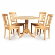 East West Furniture Dublin 5 Piece Drop Leaf Dining Table Set with Avon Wooden Seat Chairs