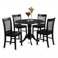 East West Furniture Set Pranzo 5 Pezzi - Tavolo Rotondo Pieghevole In Legno E 4 Sedie, Colore Nero