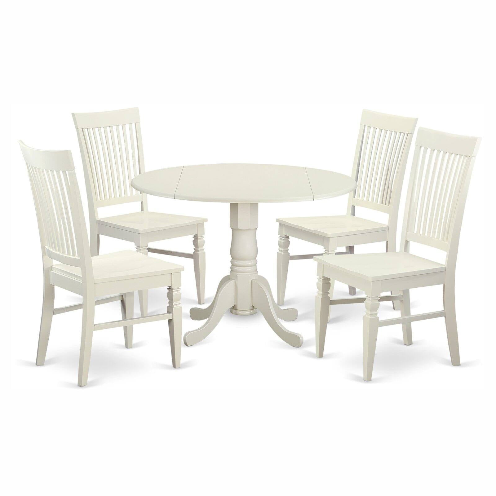 East West Furniture Dublin 5 Piece Drop Leaf Dining Table Set with ...