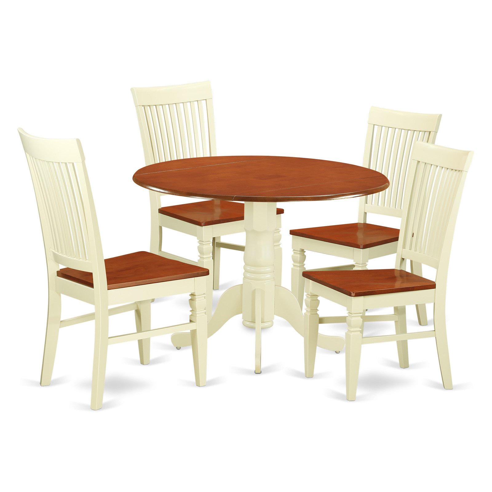 East West Furniture Set a Round Dining Table and 4 Dining Room