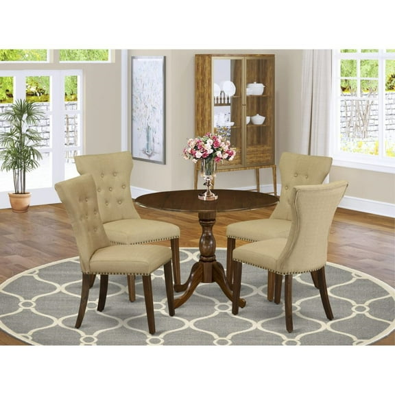 East West Furniture Dublin 5-Piece Wooden Dining Set in Antique Walnut/Brown