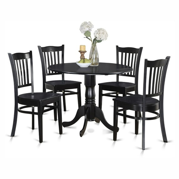East West Furniture Dublin 5-piece Traditional Wood Kitchen Table Set in Black