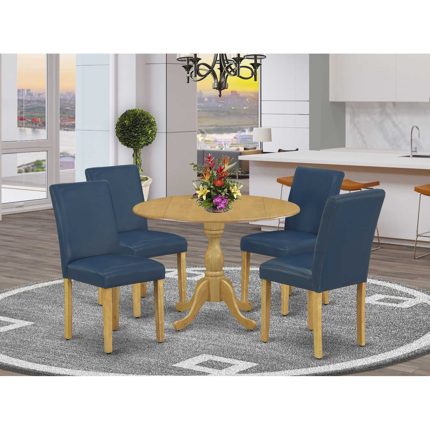 East West Furniture DMAB5-OAK-55 5 Piece Dining Table Set - Oak Dinning ...