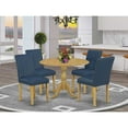 thumbnail image 1 of East West Furniture DMAB5-OAK-55 5 Piece Dining Table Set - Oak Dinning Table and 4 Oasis Blue PU Leather Mid Century Modern Chairs with High Back - Oak Finish, 1 of 10