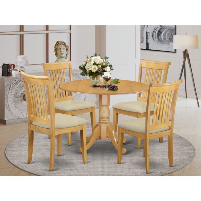 East West Furniture Dublin 5piece Wood Dining Set with Cushion Seat in