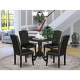East West Furniture Dublin 5-piece Wood Dining Set with Linen Seat in Oak, 1