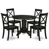 East West Furniture Dublin 5-piece Wood Dining Set with Round Table in Black